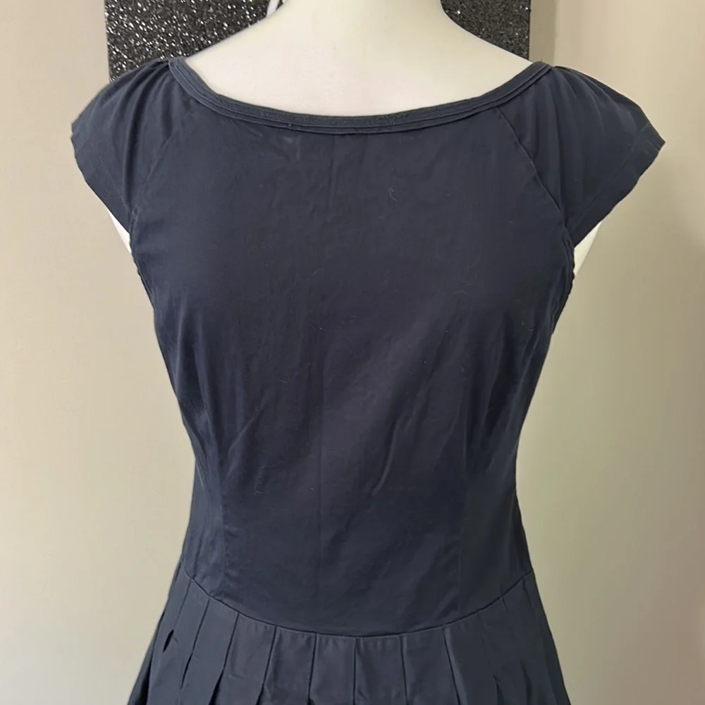 KATE SPADE Navy Blue Fit and Flare Bow Cap Sleeves Dress Vintage Sz 4